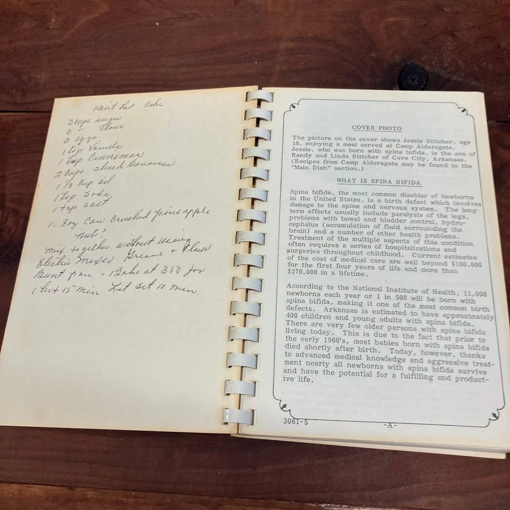 Favorite Recipes Spina Bifida Assoc Central Arkansas Vintage Cookbook Spiral